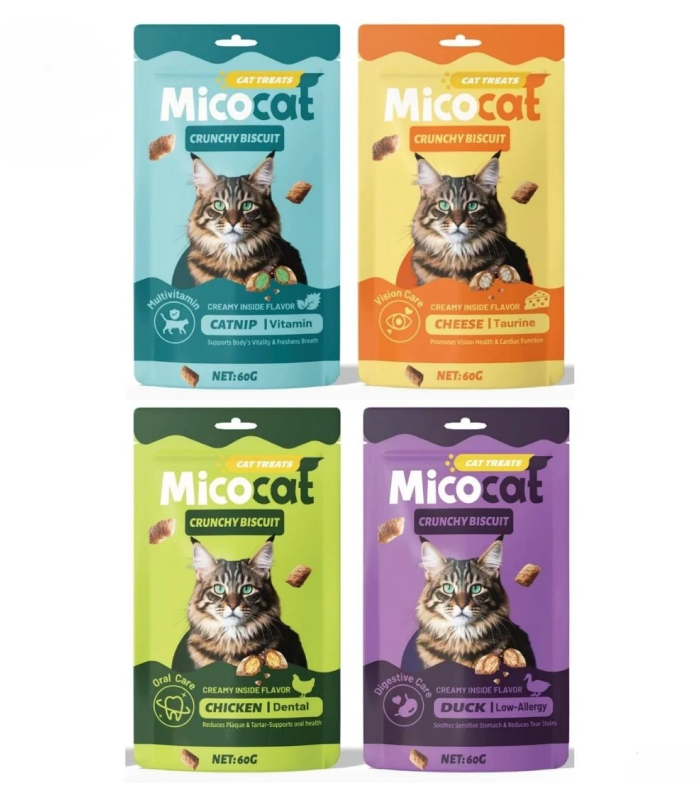 ggrass (4) Micocat Crunchy Biscuit Treat for Cats 60g - Image 1